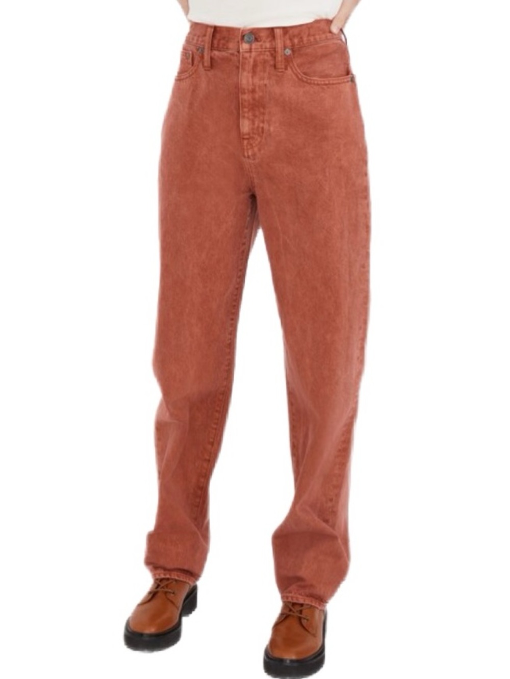 Madewell Baggy Straight-Leg Jeans in Rust Size 27